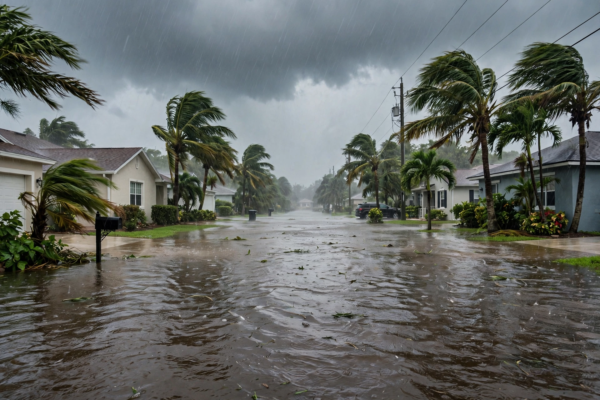 Water damage restoration in Patrick Afb, Florida - street flooding during storm