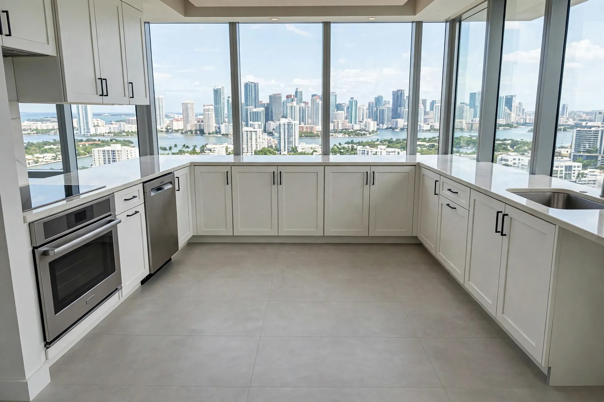 After: same Miami condo kitchen fully dried, cleaned and restored - DryOut Inc before and after